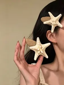 Starfish Hair Clip Braided Hair Accessory, Elegant Daily and Beach Vacation Hairstyle, Sparkling Eye-Catching Jewelry for Women and Girls