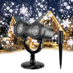2024 Upgraded Dual-Head Christmas Snowflake Projector Light Outdoor,IP65 Waterproof Christmas LED Projector Light Outside,180° Rotation Projector for Indoor,Patio Wall Window Decorations