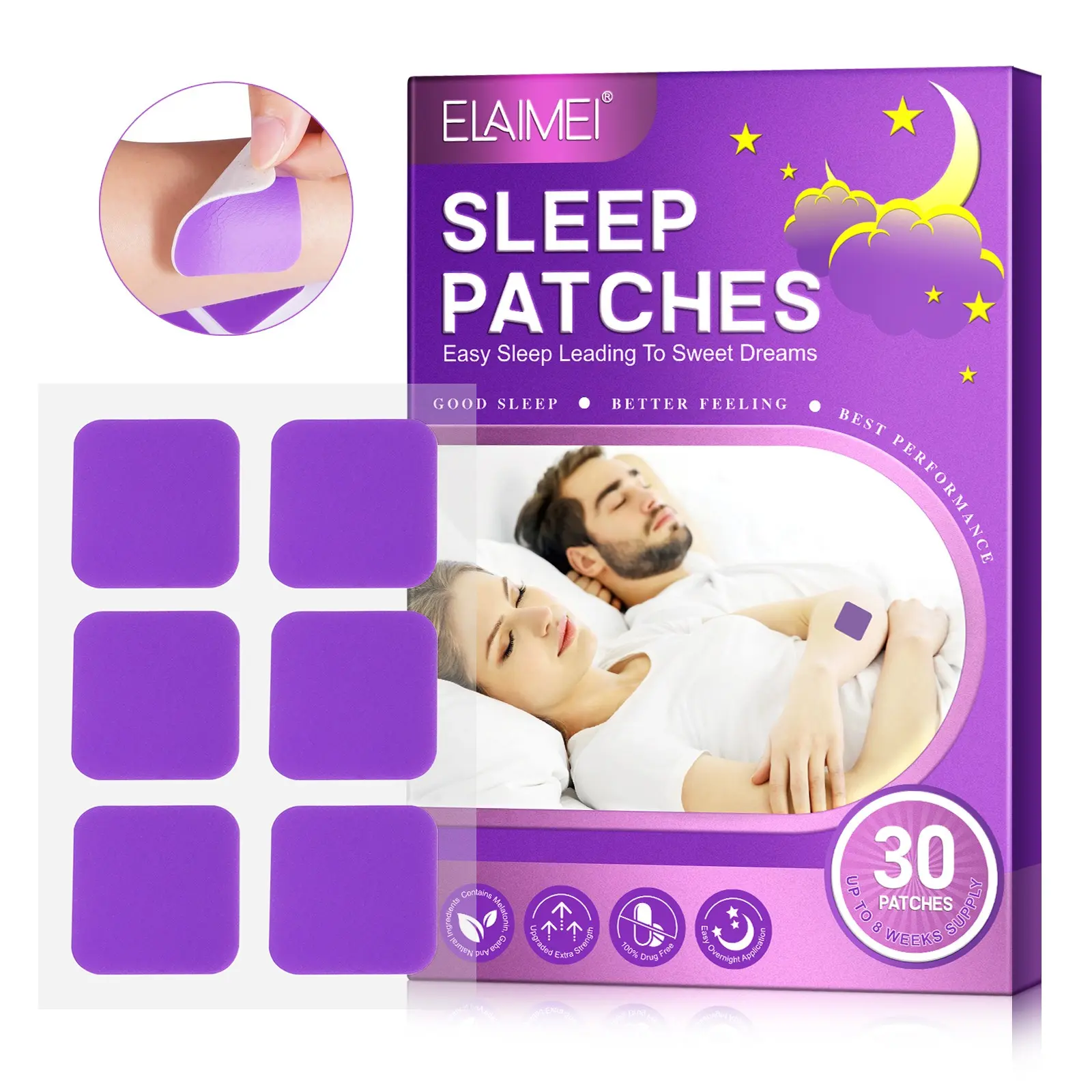 ELAIMEI Lavender Patches, skin patches infused with soothing lavender, suitable for both men and women