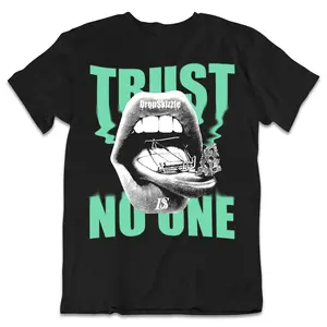 Tee Match Green Glow DropSkizzle Unisex T-Shirt Trust No One Graphic Tee, Fitted Cotton