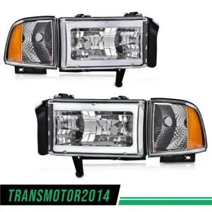 Fit For Ram 1500 2500 3500 1994-02 Amber Corner LED DRL Headlights Chrome 1Pair Fit For Ram 1500 2500 3500 1994-02 Amber Corner LED DRL Headlights Chrome 1Pair
