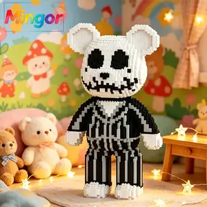 Giant 18" Halloween Skeleton Bear Micro Building Blocks| Spooky DIY Toy & Decor