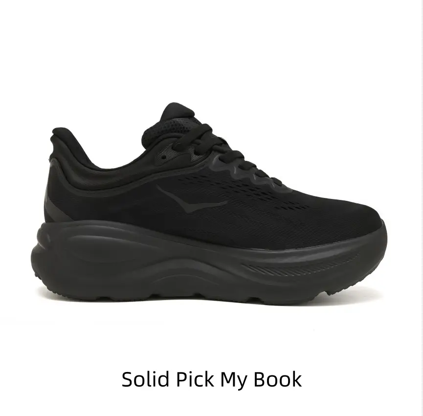 Cloud Cushion Full Black Running Trainers Quick Dry Woven Breathable Mesh Upper Shock Absorb Wave Curved Midsole Durable Traction Rubber Sole Ideal For Running Travel Daily Wear