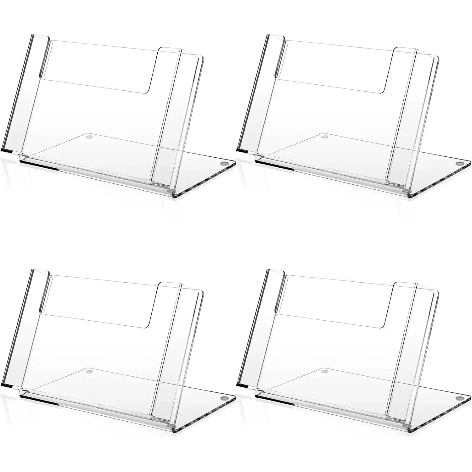 4 Pcs Postcard Acrylic Brochure Holder Organizer 4 x 6 Inch Flyer Display Stand Clear Greeting Card Display Magazine Holder for Card Organizer Desk Table Home Office Menu