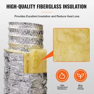 fathersdaygift VEVOR Dryer Vent Hose, 6'' Insulated Flexible Duct 25FT Long with 2 Duct Clamps, Heavy-Duty Three Layer Protection for HVAC Heating Cooling Ventilation and Exhaust, R-4.2 Flame Resistance Value
