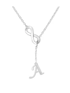 Women's Infinity Knot Necklace, Silver Color Letter Pendant, Fashionable Design, Ideal Jewelry Gift, Perfect for Her