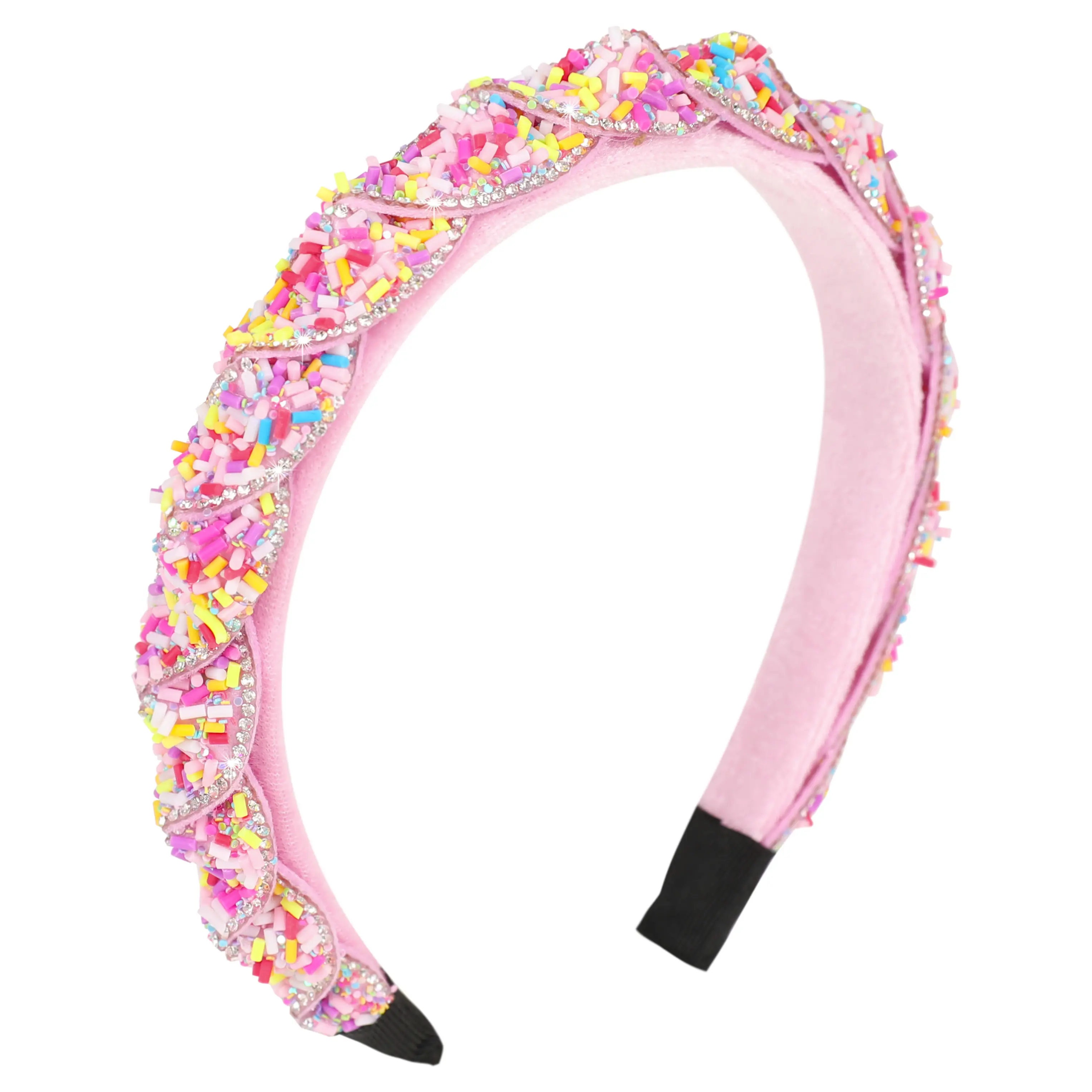 Candy Sprinkle Headbands for Women Beaded Rhinestone Padded Donut Headband Twisted Glitter Rainbow Head Band for Little Girls Birthday Hairband Candy Hair Accessories
