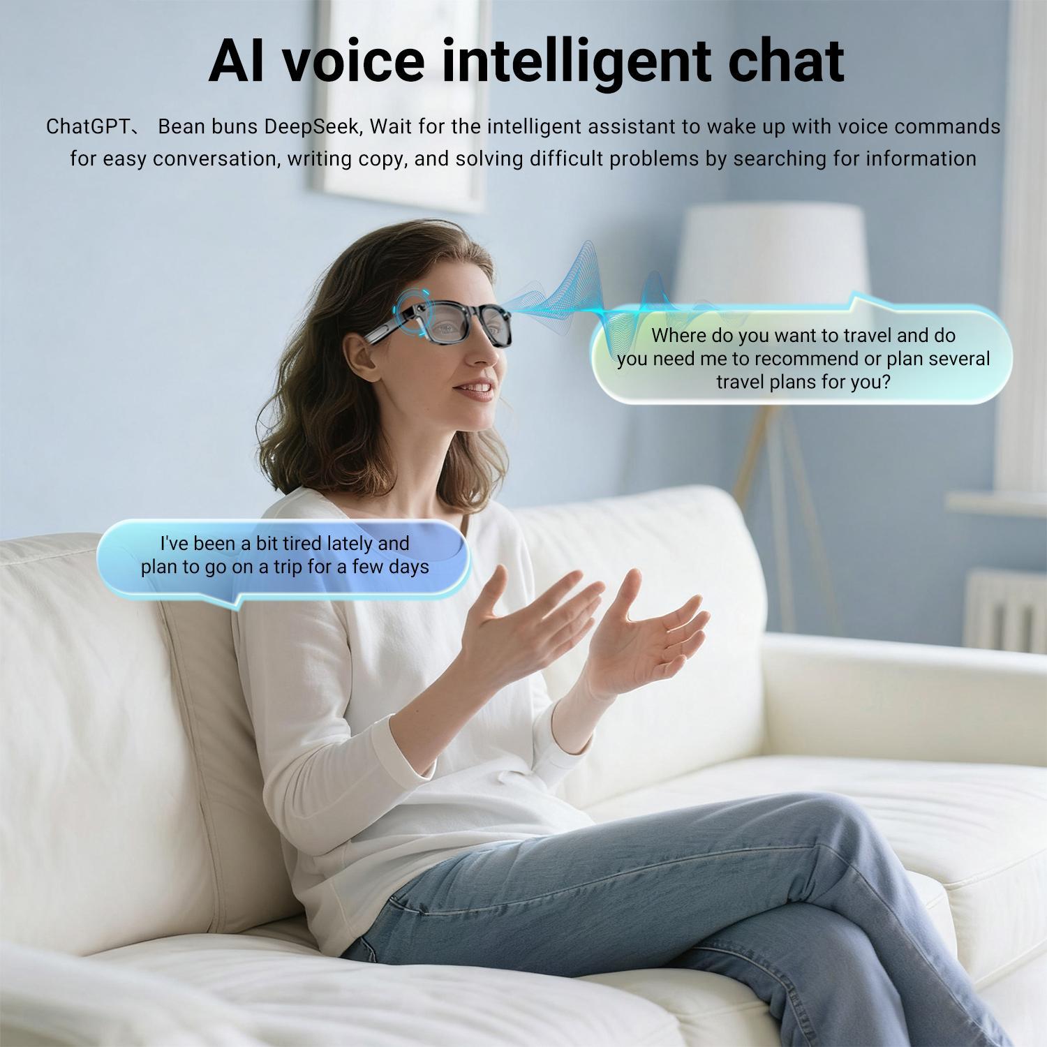 W&O 2026 Artificial Intelligence Smart Glasses, Voice Assistant - Bluetooth Sunglasses, featuring noise reduction calls, music playback, touch control, ability to control tinted lenses, UV and blue light protection functions - Black Version W&O 2026 Artificial Intelligence Smart Glasses, Voice Assistant - Bluetooth Sunglasses, featuring noise reduction calls, music playback, touch control, ability to control tinted lenses, UV and blue light protection functions - Black Version