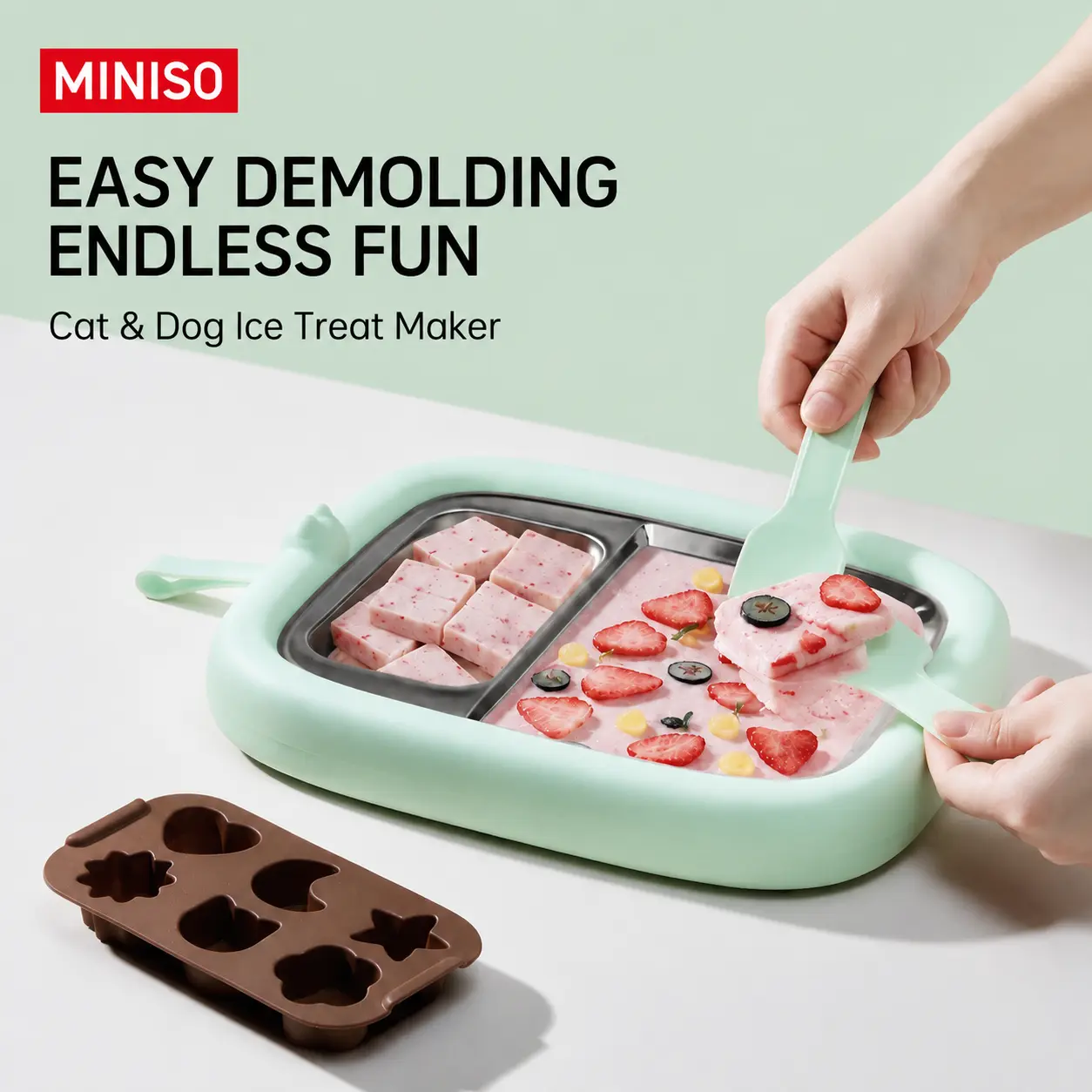 MINISO Compact Ice Cream Roll Maker - Portable Fried Ice Cream Machine with Portability Key, DIY Frozen Yogurt Sorbet Maker for Kids, Back To School Kitchen Utensil, Kids & Fam