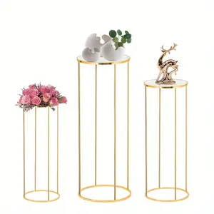 3PCS cylindrical base for parties, metal circular cylindrical bracket for party flowers, display column base bracket cylindrical table for vase birthday party background decoration
