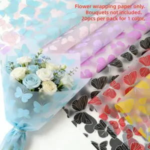 Silver Butterfly Floral Packaging Paper, High-Grade Bouquet Wrap, Waterproof Gift Wrapping, Holiday & Event Decor, Craft Supplies