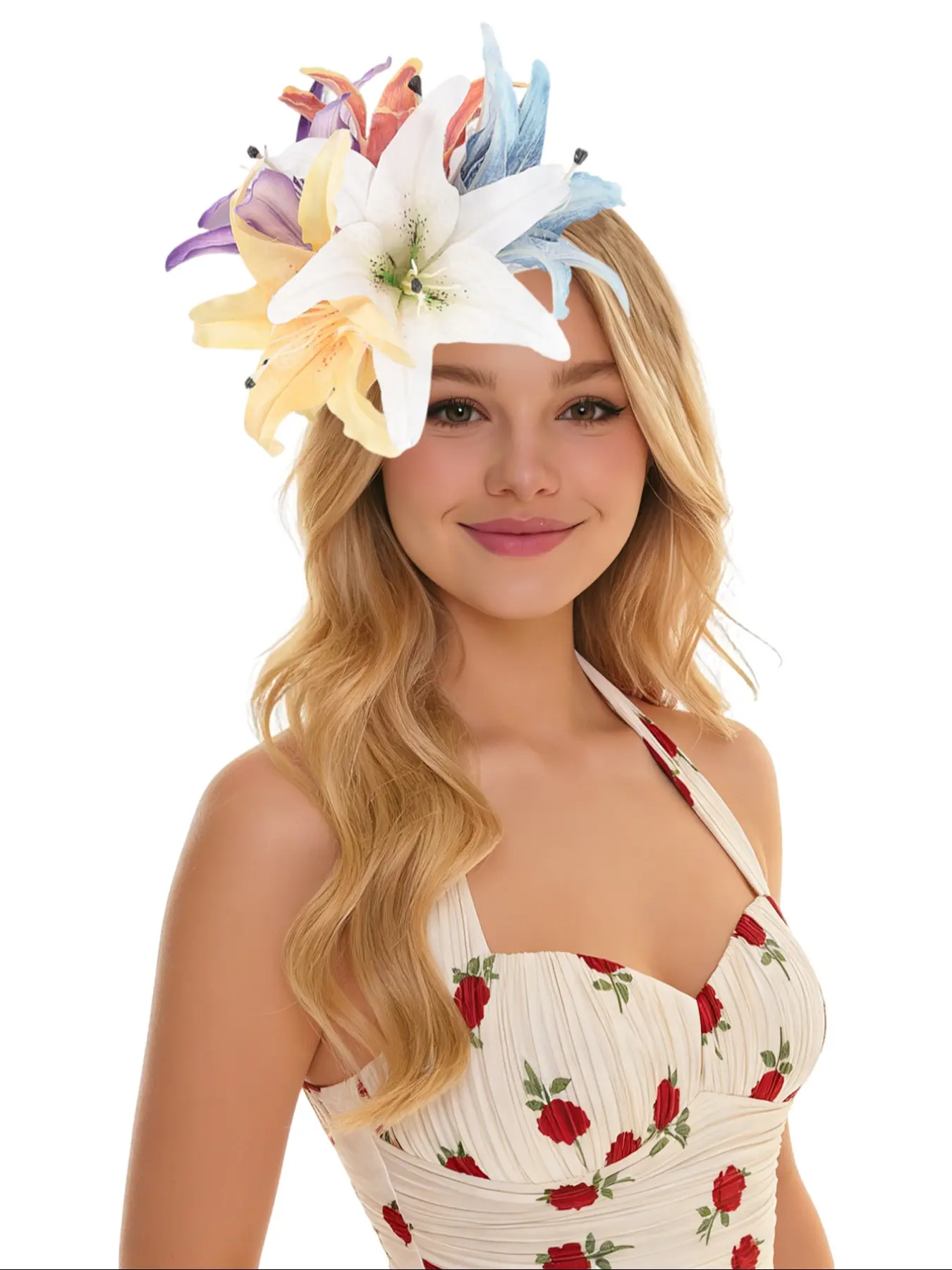 1PC Broccoli Flower Fascinators Hats for Women Tea Party Fascinator Hats Vintage 50s Headwear Cocktail Wedding Church Derby Hat Costume Headpiece