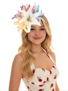 1PC Broccoli Flower Fascinators Hats for Women Tea Party Fascinator Hats Vintage 50s Headwear Cocktail Wedding Church Derby Hat