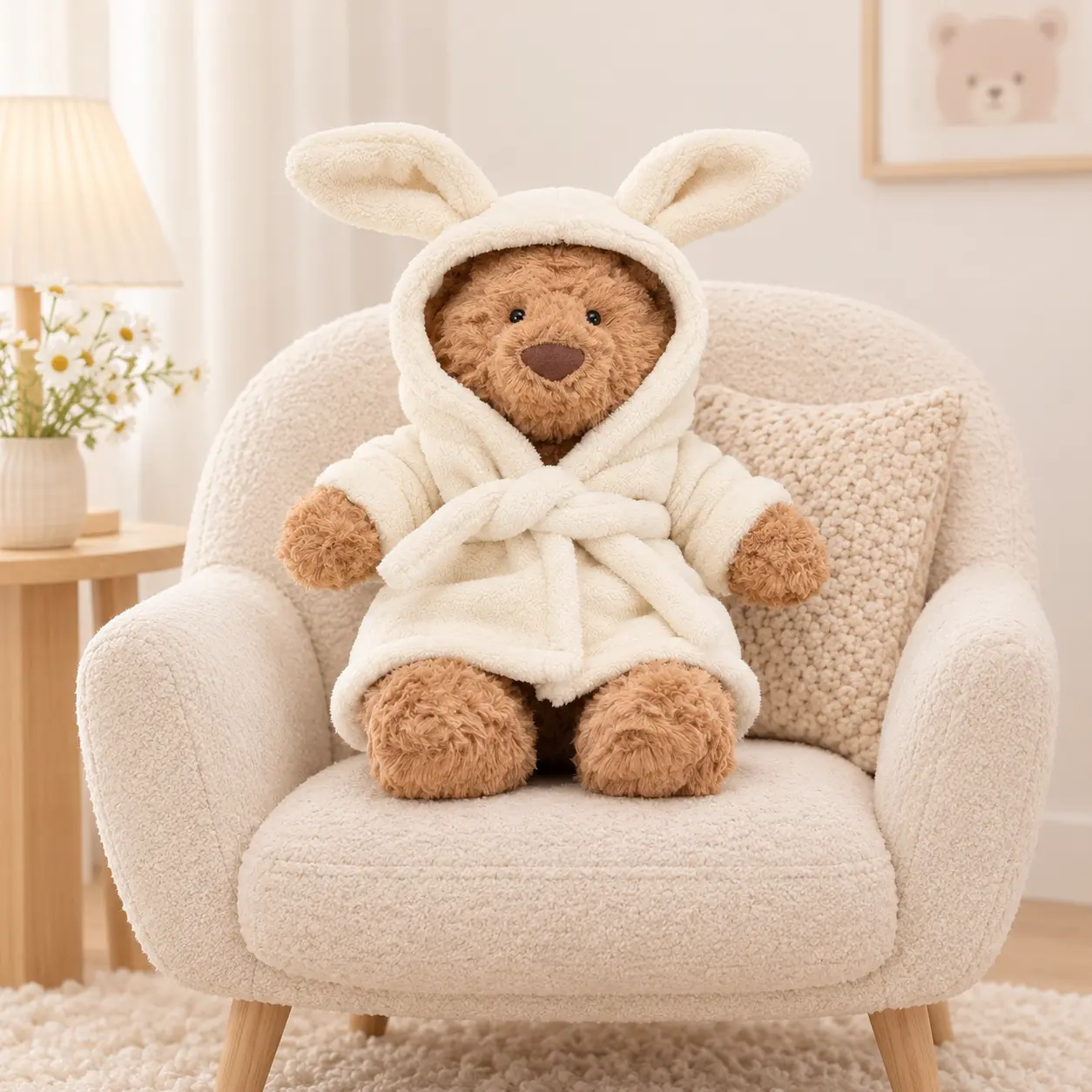 Luxury Soft Teddy Bear Plush with Bunny Hood – JELLYCAT Cozy Stuffed Animal Gift for All Ages