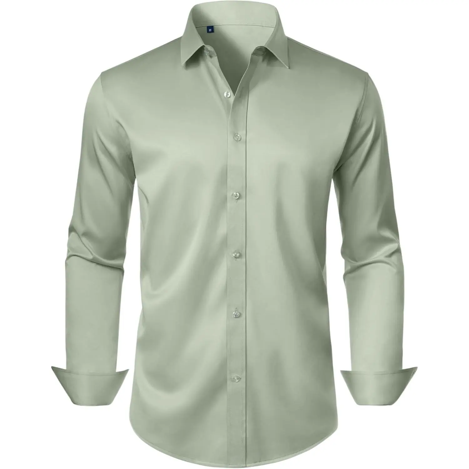 Men's Collared Neck Solid Dress Shirt - Soft Breathable Wrinkle-Free Stretch Fabric, Long Sleeve Button-Down, Formal Tuxedo & Business Wear, Do Not Bleach