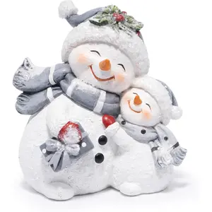 Hodao Snowman Figurines Decorations, Resin Snowman Ornaments for Indoor Home Decor, Cute Holiday Figurine Gifts for Bedroom, Living Room, Winter New Year Gift,Office Table Display