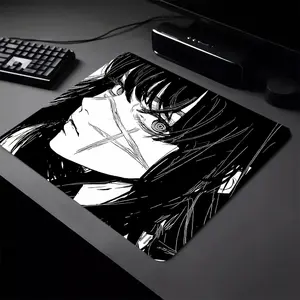 Anime Girl Theme Square Mousepads 45x40 Large 22x18 Small non-slip rubber gaming mouse pad, smooth sliding surface, stylish aesthetic desk accessory for office, laptop and desktop
