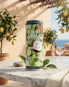 Good Mood Brew Tropical Coconut Lime Matcha Functional Sparkling Beverage Snack - Adaptogens & Nootropics, 5g Fiber, 6 Cans, 12 fl oz Each