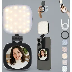 Magnetic Selfie Light for MagSafe iPhone, CRI95 LED Ring Light with Mirror, Portable Rechargeable Light for Vlog Makeup & Photography