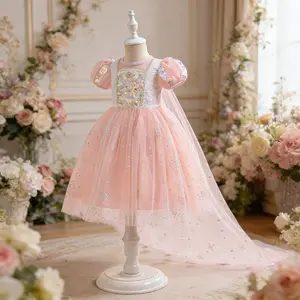 068 Princess Sofia Dresses Costume Girls Party Dress Halloween Cosplay Clothes Tulle Fancy Kids Birthday Cosplay Costume Dress