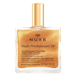 NUXE Huile Prodigieuse Shimmer Multi-Purpose Dry Oil - Luxurious Radiant Glow and Hydration for Face, Body & Hair (50ml / 1.6 floz)