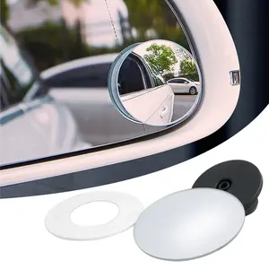 Round Blind Spot Car Mirror, 2" HD Glass Wide Angle Convex Mirror with Adjustable Stick, 360 Degree Frameless Rear View Mirrors for Car, SUV,Truck (Round)