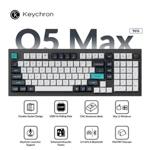 Keychron Q5 Max QMK/VIA Wireless Custom Mechanical Keyboard Keyboard  For Gaming Creamy Keyboards computer accessories  programmable button  ergonomic design Aluminum Body Keycaps Enhanced Acoustic Foams Gifts for boyfriend