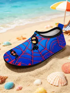 Kids Superhero Water Shoes, Spiderman/Shark/Dinosaur Print Non-Slip Aqua Socks for Boys Beach Swimming Soft Sole Shoes