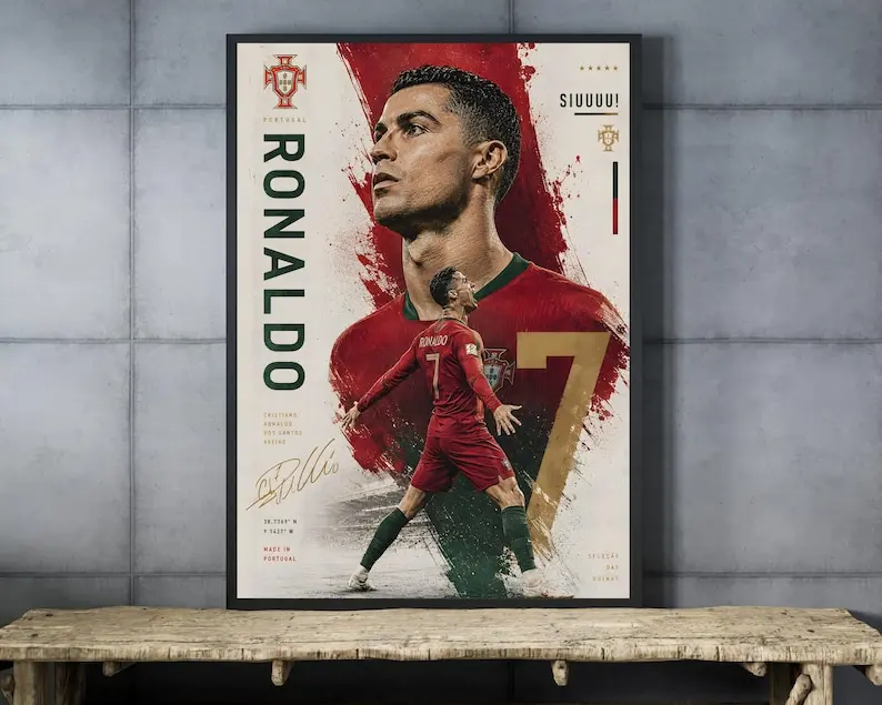 TITLE,Cristiano Ronaldo Portugal Football Poster Cinematic Soccer Print (No Framed)