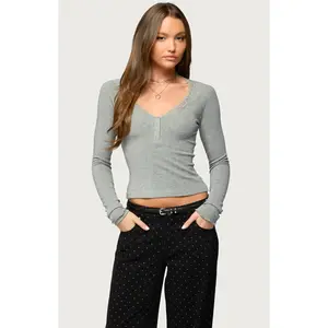Edikted Women's Shanah Lacey Henley Top