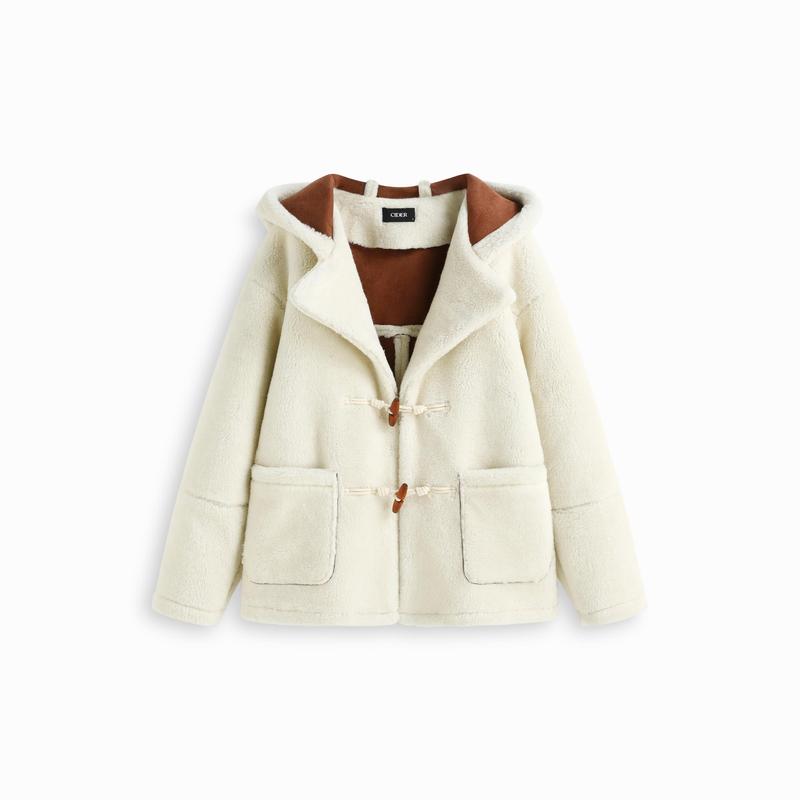 Cider Fleece Collar Toggle Button Oversized Long Sleeve Duffle Jacket [LIVE ONLY]