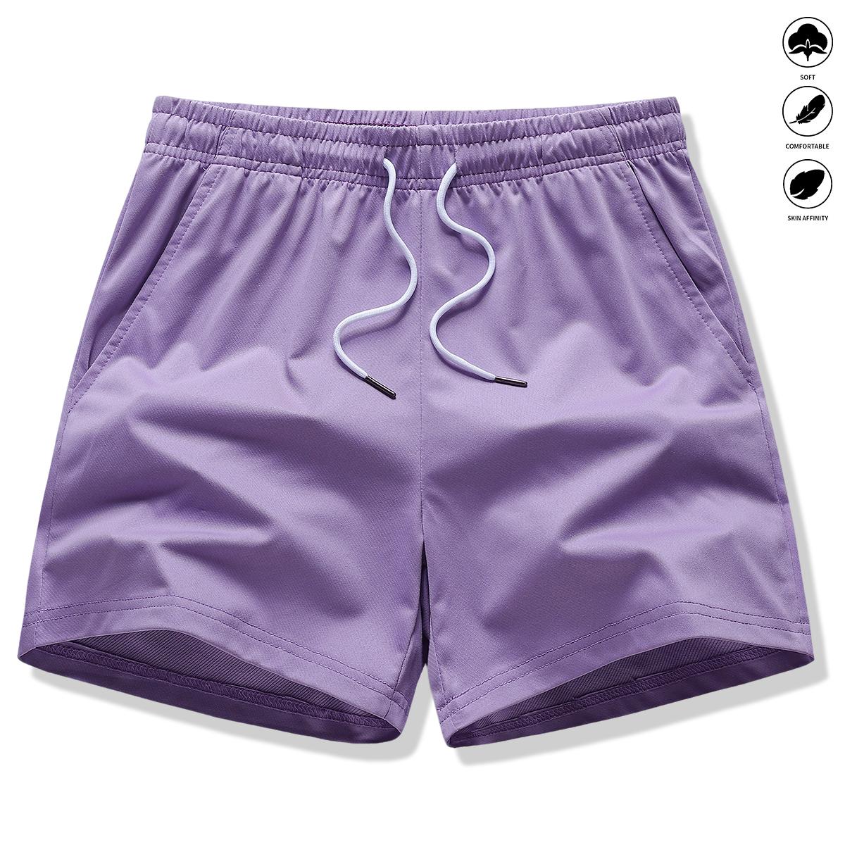 Women’s athletic casual shorts, 2-pack; drawstring, elastic waistband, solid color; suitable for outdoor sports, fitness, and casual wear; women’s shorts