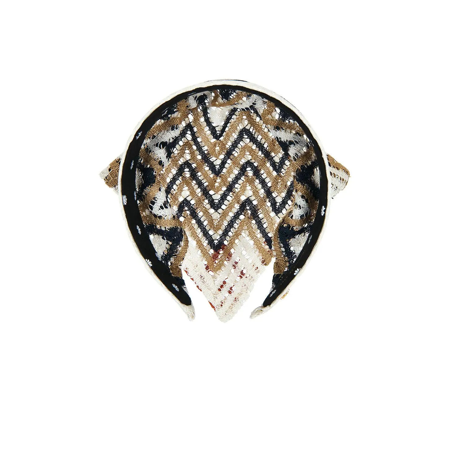 Lele Sadoughi Jackie Crochet Handkerchief Headband in Caramel Chevron
