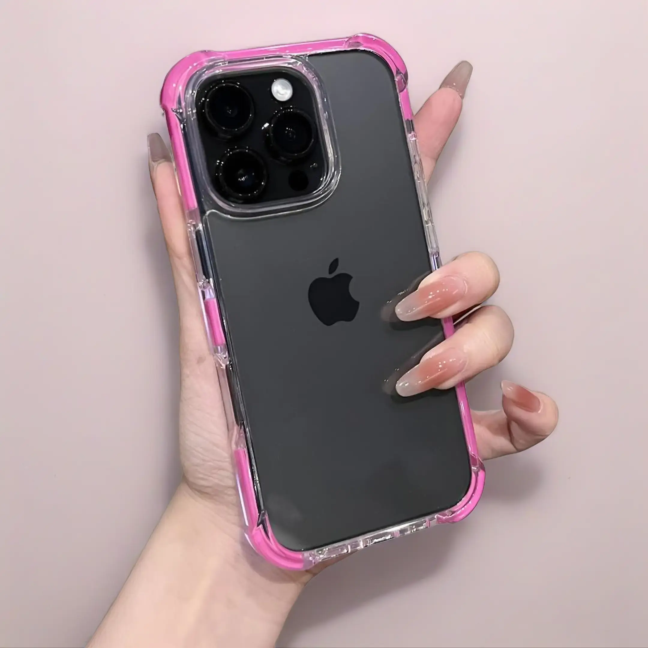 1.5mm Acrylic Rugged Smartphone Cover for iPhone 17 Pro Max,16,15,14,13 Pro - 4-Corner Airbag Anti-Drop Protection, Scratch-Resistant Lens Guard, Minimalist Customizable Handheld Device Accessory with Screen Protector