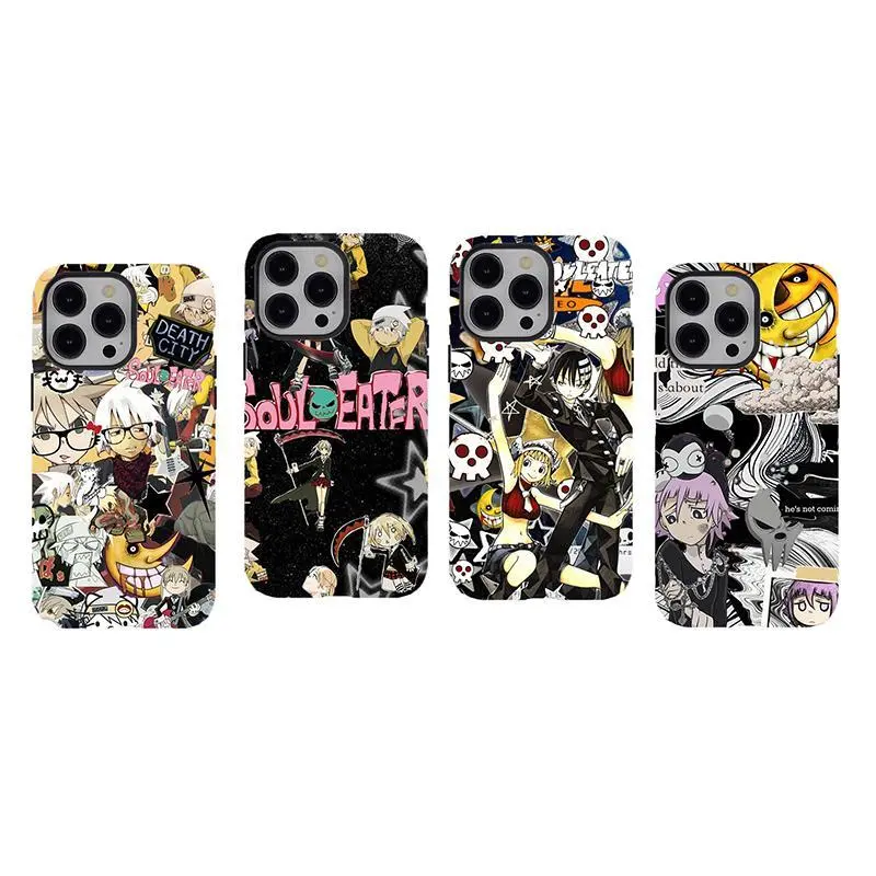 S0ul Eater Collage Phone Case,Maka & Soul Action Anime Aesthetic Protective Cover,Durable 2-piece design tough phone casing for iPhone 17 16 15 14 13 12 11 8 7 for Samsung Series,perfect gift for her/him