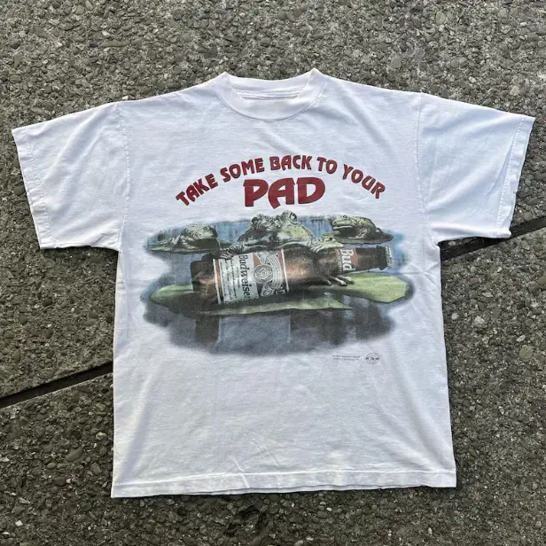 1995 Rare Budweiser Frogs T-Shirt, Beer Tee, Gifts Shirt, Unisex Vintage Graphic Tees Gothic Grunge Y2k Emo Scene Amity Affliction Style Clothes Men Women Streetwear