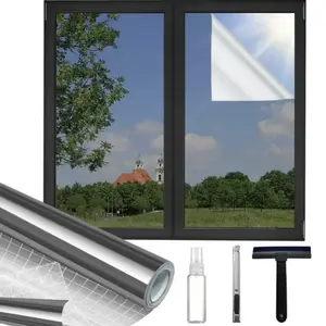 Window Film One Way Privacy, Heat Blocking Window Tint for Home, UV Sun Blocker Static Cling Kit