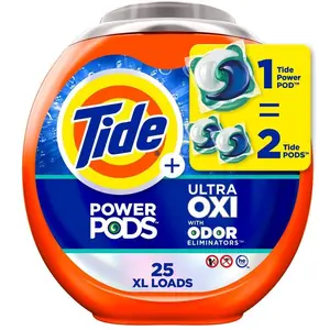 Ultra Oxi Odor Eliminators Unscented Laundry Detergent Pods, 25-Count