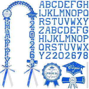 62 Pcs Graduation Leis 2026 Graduation Ribbon Lei Necklace Decorations with Letter Wooden Pattern for Student