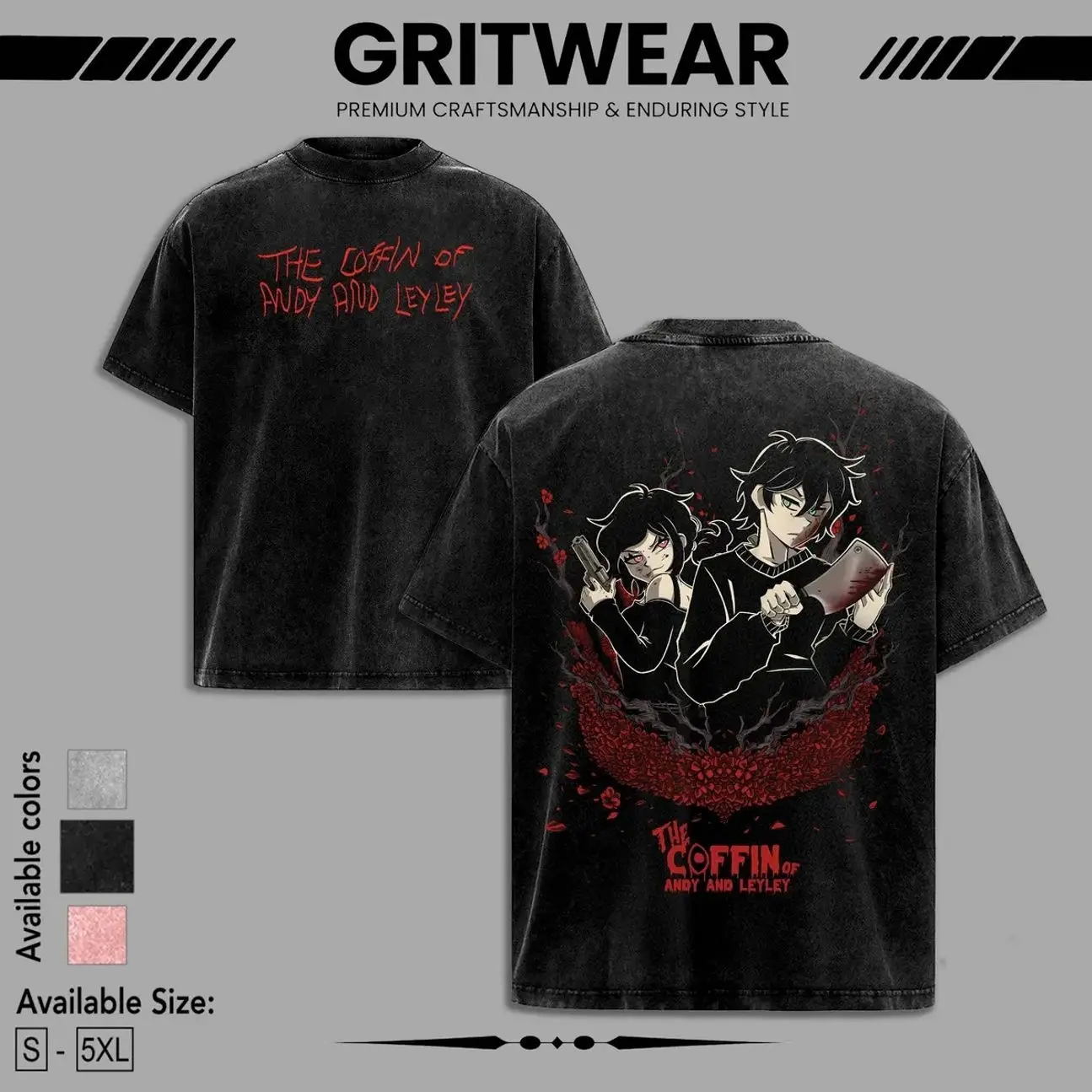 The coffin of andy and leyley Horror indie Game GritWear Washed Oversize Cotton Tshirt unisex graphic Hoodie game Menswear gift idea B06