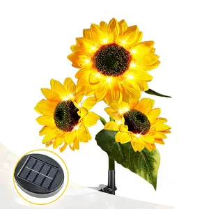 Solar LED Light Sunflower Garden Lamp, Realistic Night Glow, Ipx4 Outdoor Lighting, Pathway Lighting, Durable Plastic Flower, Solar Garden Light