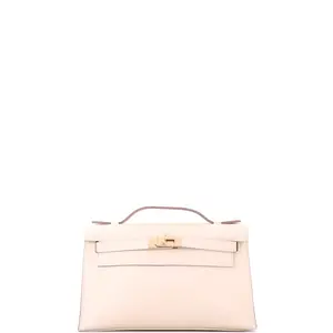 Pre-owned HERMÈS Leather Clutches & Wristlets Hermes Kelly Pochette Swift by Rebag