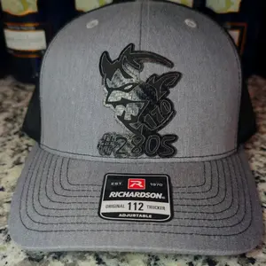 Demon 170 Inspired Custom Build Number Silver & Black Carbon Fiber Leather Richardson 112 Laser Engraved Handmade Hat