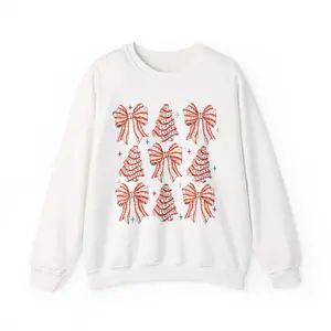 Christmas Tree Cakes Crewneck Sweatshirt, Holiday Festive Red Bows Christmas Jumper, Cute Winter Sweatshirt, Unisex Christmas Sweatshirt,