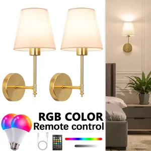 2p Rechargeable LED Wall Light, L-Type Pole, RGB Adjustable Bulb, Wall Mounted, Touch Control, Ideal for Bedroom, Living Room, Hallway