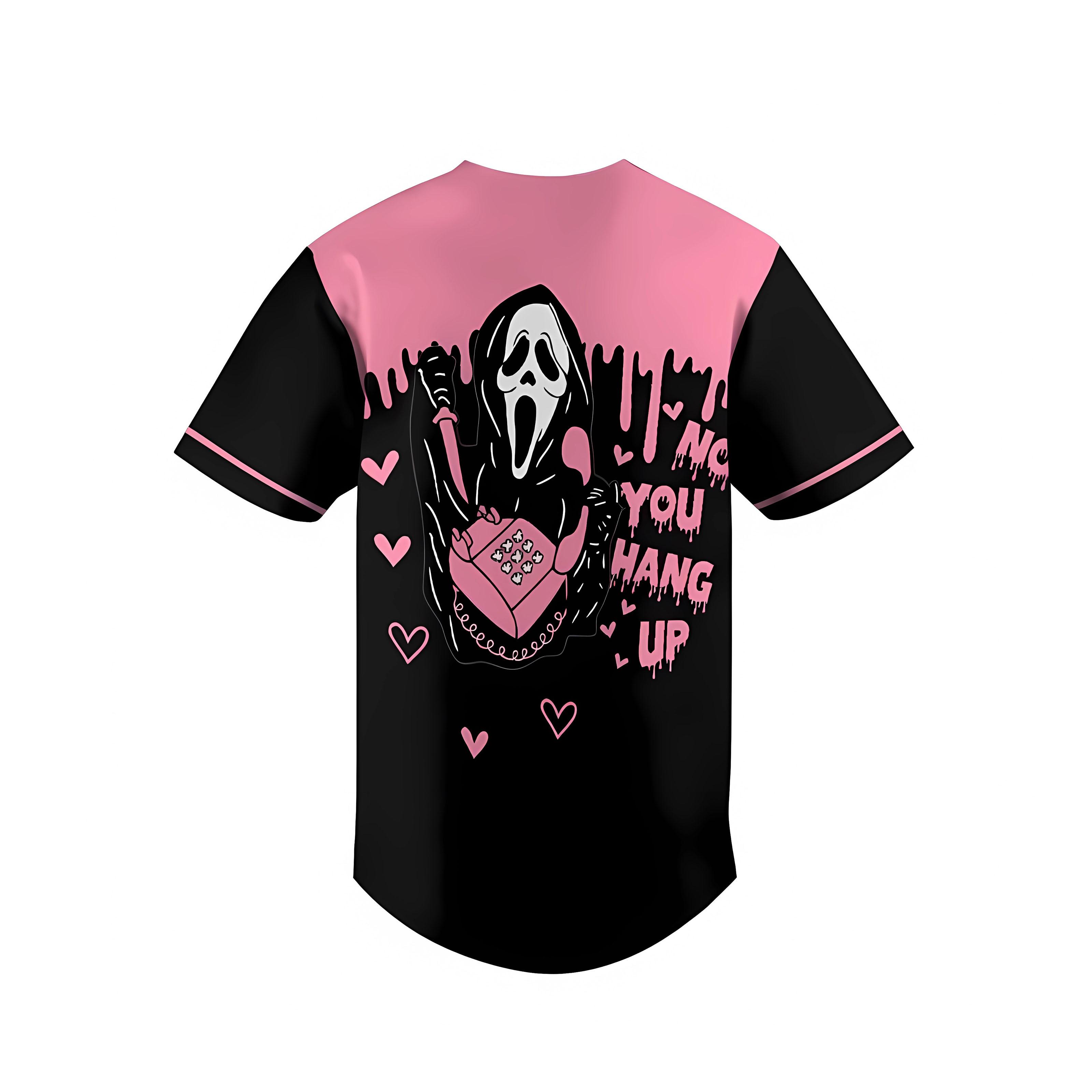 Ghostface Scream baseball jersey, No YouHang Up horror movie shirt, quirky unisex outfit, soft touch, fashionable item