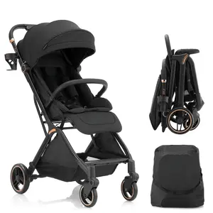 One-Hand Automatic Folding Baby Stroller - Gravity Folding Travel Stroller with Adjustable Backrest & Canopy, Lightweight UV Protected Toddler Stroller with Cup Holder