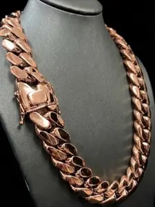 18K Rose Gold Plated Cuban Link Necklace 22m Trendy Hip Hop Jewelry, Cuban Link Chain, Easter Thanksgiving Anniversary Gift