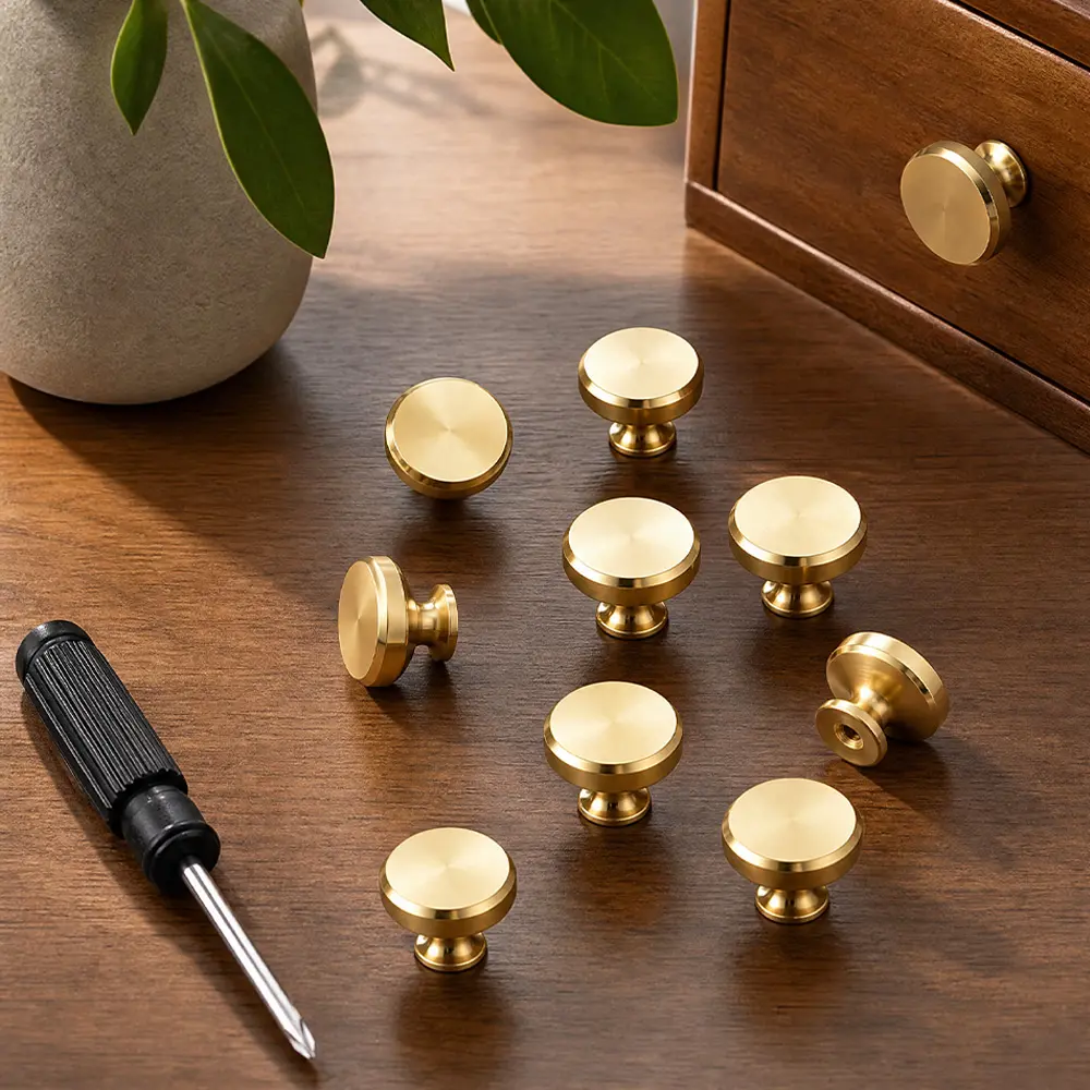 10pcs Round Alloy Handle Set, Round Cabinet Knobs and Drawer Pulls for Kitchen Bathroom Bedroom Cabinets, Doors, Dressers and Home Furniture
