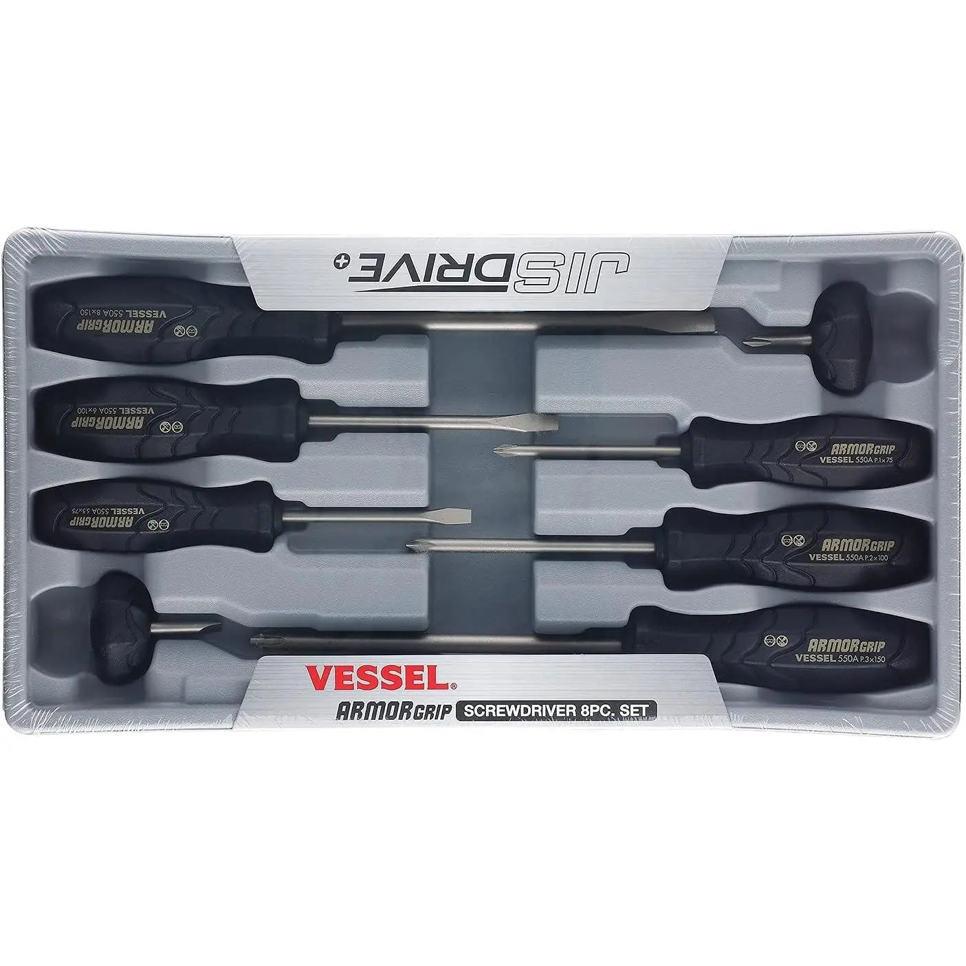 ARMOR GRIP Screwdriver 8PC.Set (JISDRIVE) No.550A8PTU (Previous)